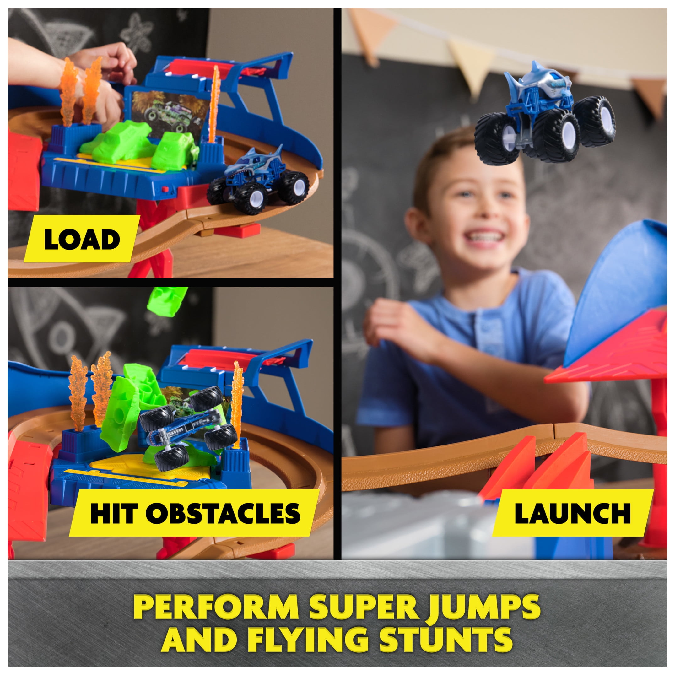 Monster Jam, Supercharge Speedway 46-inch Long Playset with 2 Monster Trucks, for Ages 3 and up