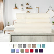 Elif Queen Size Bed Sheets Set Microfiber Machine Washable, Ivory