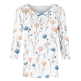 thumbnail image 4 of Craaazy T-Shirts Graphiques pour Femmes Grande Taille Coupe Ample Couleur Unie Col Rond Style Décontracté Manches 3/4 T-shirt à Imprimé Floral pour Usage Quotidien, Vacances, Sorties, 4 of 5