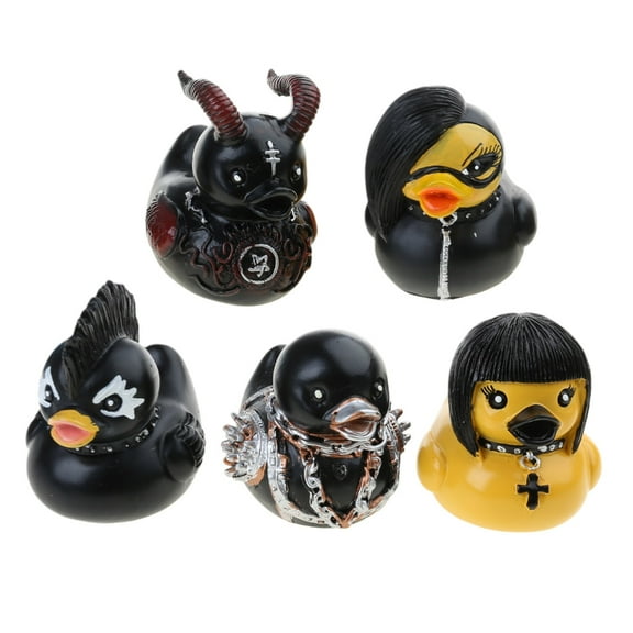 Yammee Personalized Punk Duck Figures Resin Duck Statue Set Goth Decors for Collector