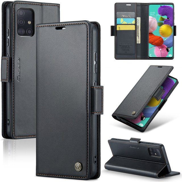 CaseMe Funda de Cuero para Samsung Galaxy A51 4G con Bloqueo RFID, para Samsung Galaxy A51 4G Funda para Mujer Hombre Tarjetero Cierre Magnético Funda Tipo Folio para Samsung Galaxy A51 4G