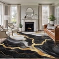 thumbnail image 2 of Abstract Marble Area Rugs 5x7 ft Gold Texture Simple Black White Modern Washable Rug Non Slip Indoor Carpet Absorbent Floor Mat for Living Room Bedroom Dining Room, 2 of 9