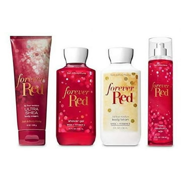 Bath and Body Works FOREVER RED Deluxe Gift Set - Body Lotion - Fine Fragrance Mist - Body Cream -and Shower Gel - Full Size