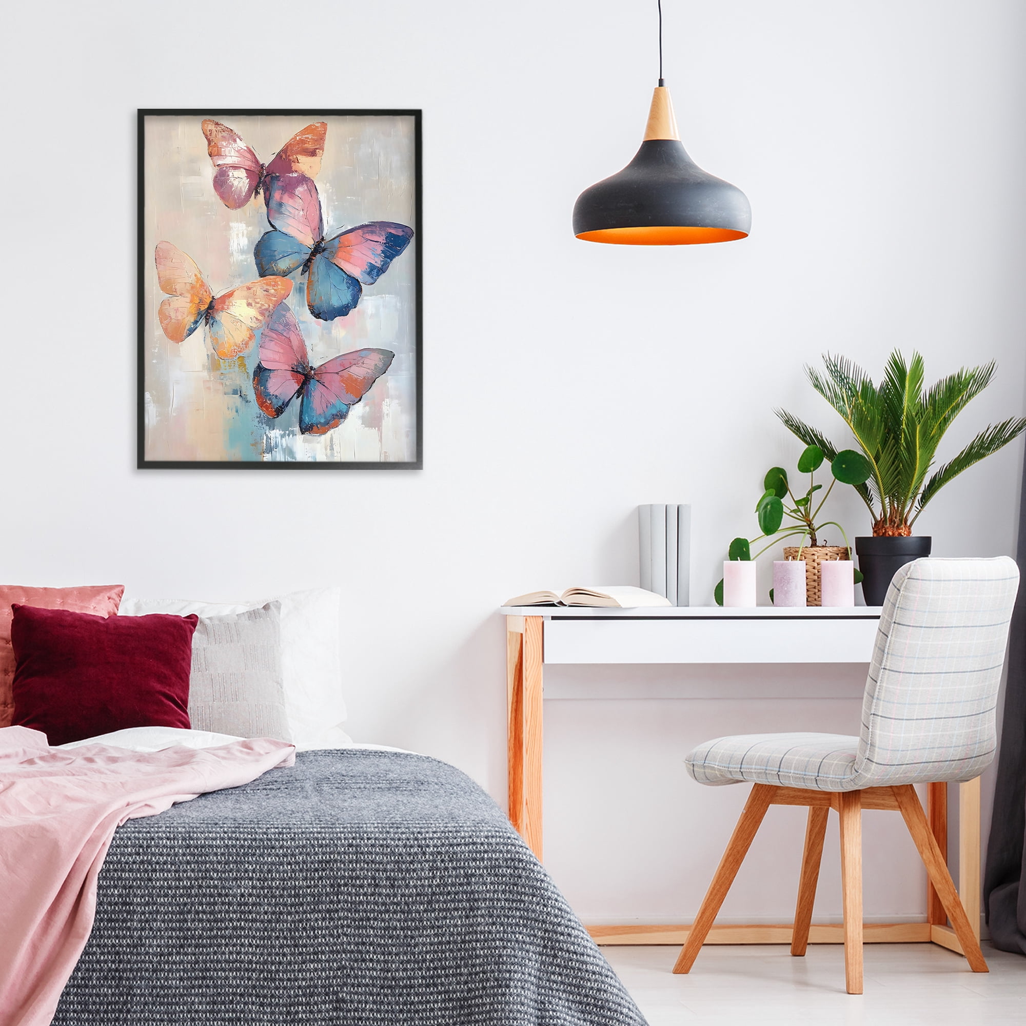 Stupell Industries Butterfly Beauty Abstraction Black Framed Giclee Art, design by Creative Studio