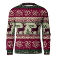thumbnail image 6 of Men's Crew Neck Sweaters Long Sleeve Christmas Print Men's Knit Pullover Sweaters Casual Winter Tops Pink 2XL, 6 of 6