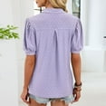 thumbnail image 7 of ICHUANYI Womens Turndown Collar Shirts Short Sleeve V Neck Casual Collared Work Tops Tunic Tee Basic Solid Summer Tops, 7 of 7