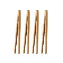 Toast Tongs Bamboo 7 Inch Set of 4 Wooden Tongs for Toaster Small Cooking Tongs Heat Resistant Natural Kitchen Utensils for Toast Bacon Pickles Bagels Bread Serving
