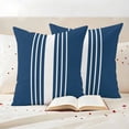 thumbnail image 3 of Navy Blue White Stripe Outdoor Waterproof Pillow Covers, Modern Rustic Vertical Striped Decorative Square Throw Pillowcase Sofa Cushion Sham for Patio/Couch/Chair, 20"x20" 2 Pack, 3 of 8