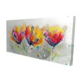 thumbnail image 1 of Quatre Fleurs Colorées sur Fond Gris - Toile 24"x48 Pouces - Impression sur Demande, 1 of 5