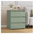 thumbnail image 5 of Nightstand Set of 2 White, 3 Drawer Bedside Tables, Green Sofa Side Table with Cut-Out Handles, Bedroom Nightstands for Storage, 5 of 7