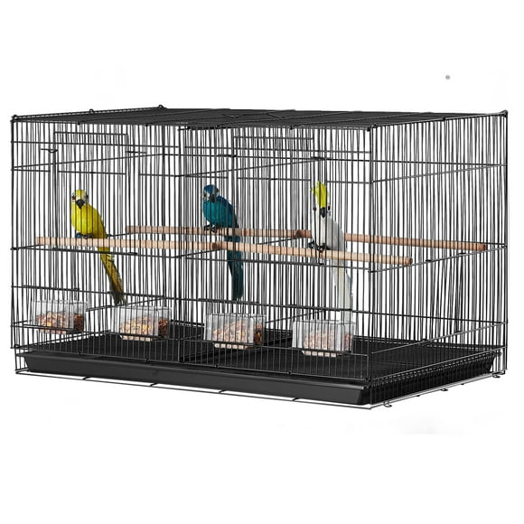 KFFKFF 30-inch Flight Bird Cage, Stackable Divided Small Parakeet Cage for Parrots Canaries Cockatiels Lovebirds Finches Budgies Conures