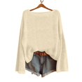 thumbnail image 2 of Gsakboxl Sweatshirt Women Solid Boat Neck Long Sleeve Loose Knit Pullover Sweater, Soft Basic Casual Fall Travel Top, 2 of 4