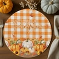 thumbnail image 2 of Fall Round Placemats Set of 4 Hello Pumpkin Place Mats Thanksgiving Woven Placemat Maple Leaf Yellow Plaid Circle Braided Table Mat for Kitchen Dining Table Autumn Party Home Decor 15 Inch, 2 of 9