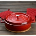 thumbnail image 5 of LAVA 3.7 Quart Enameled Cast Iron Braiser: Multipurpose Stylish Round Dutch Oven Pot with Enameled Black Interior and Trendy Lid (Red), 5 of 10