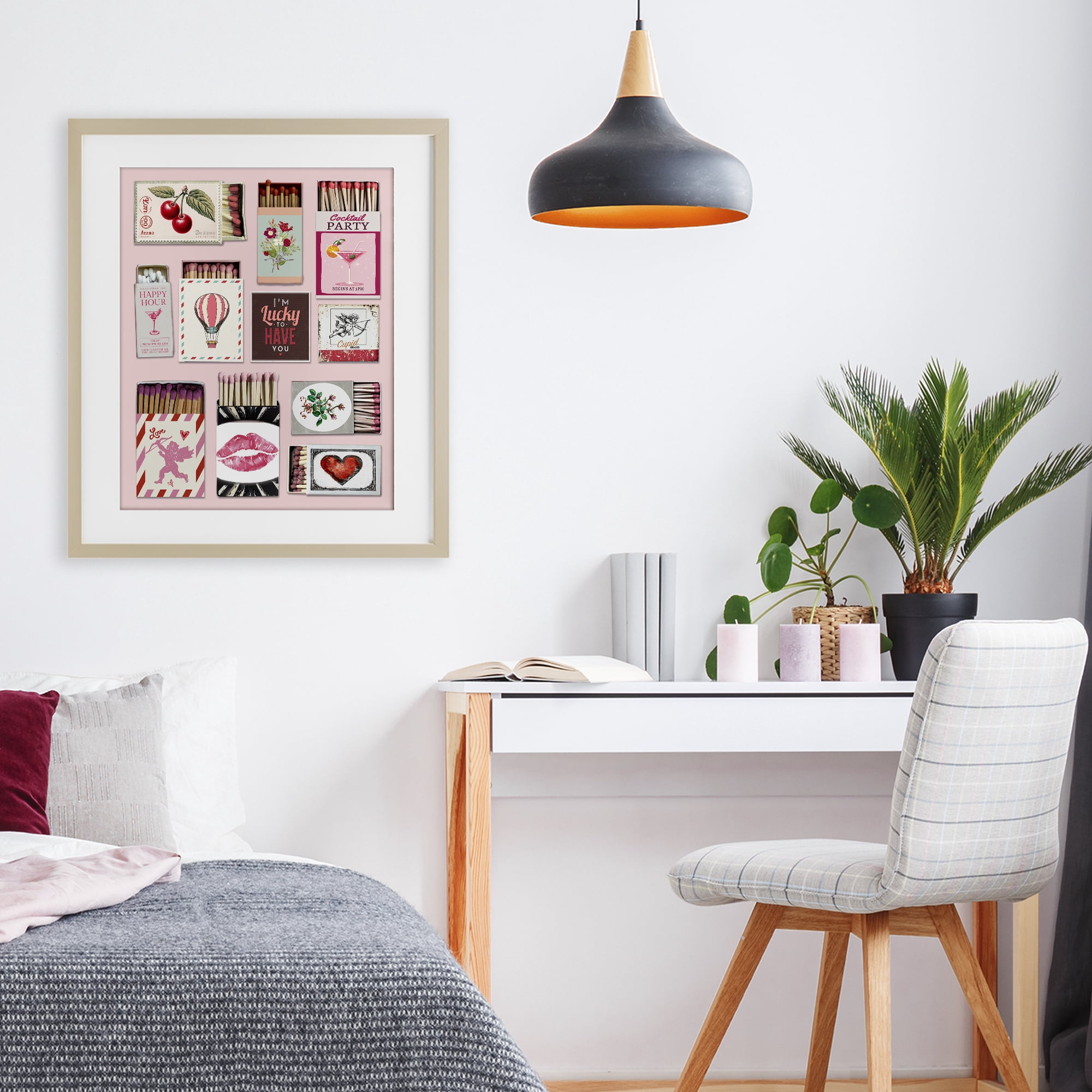Stupell Industries Vintage Romantic Matchbox Collection Birch Framed Print Under Glass, design by CAD Designs