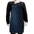 thumbnail image 1 of Geometric Kids Apron, Lattice Pattern with Dots and Curved Lines Abstract Traditional Motifs, Boys Girls Apron Bib with Adjustable Ties for Cooking Baking Painting, Dark Blue Cream, by Ambesonne, 1 of 2