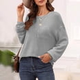 thumbnail image 2 of Amvlyk Long Sleeve Shirts for Women Waffle Crewneck Loose Pullover Blouses with Pockets Solid Lightweight Casual T-Shirts Spring Basic tops Clothes Comfy Fall Fashion Outfits 2025, 2 of 5