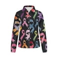 thumbnail image 4 of Womens Long Sleeve Button Down Shirt Round Neck Loose Top Breast Cancer Awareness Sweatshirt Heart Ribbon Graphic Blouse, 4 of 4