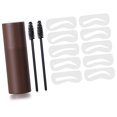 thumbnail image 2 of Kit de sellos para cejas, 10 plantillas, 2 pinceles, resistente al agua, resistente al sudor, maquillaje duradero para cejas en polvo marrón, 2 of 14