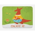 thumbnail image 1 of Enjoy It Bath Mat, Kangaroo Colored Pouch and Animal Dragonfly Cartoon Vector, Plush Bathroom Decor Mat with Non Slip Backing, 29.5" X 17.5", Lime Green Multicolor, by Ambesonne, 1 of 2