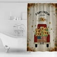 thumbnail image 2 of Polyester Fabric Shower Curtain, Red Truck Load of Sunflowers on Vintage Newspaper Background, Waterproof Bathtub Curtain Bathroom Decor Set with Hooks 48 x 72 Inches, 2 of 6