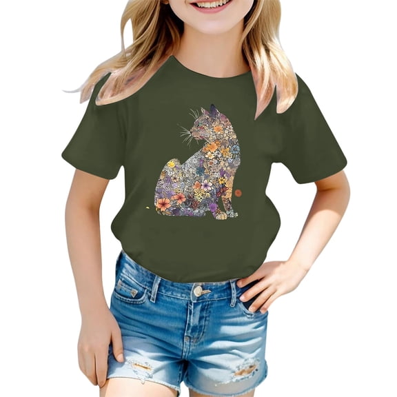 ibiyuan Girls T Shirts Size 7 Casual Short Sleeve Girls Shirts Crew Neck Heart Bow Girls Tops Size 6 Basic Tees Cute Little Kids Casual Clothes,12-13 Years