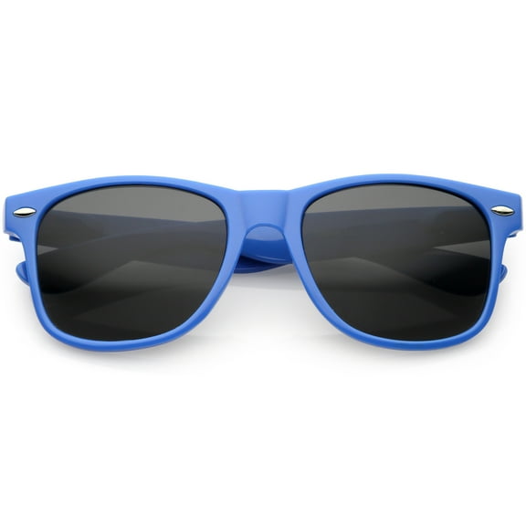 sunglassLA Unisex Modern Horn Rimmed Sunglasses Wide Arms Neutral Colored Square Lens 52mm (Blue / Smoke) - 52mm