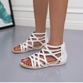 thumbnail image 1 of Zapatos planos de encaje con punta abierta para mujer con cremallera Sandalias romanas para mujer Wmkox8yii  nm3634, 1 of 7