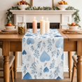 thumbnail image 3 of Valentine's Day Blue Cotton Linen Table Runner for Dining Kitchen, Spring Love Leaves Botanical Wedding Outdoor Party Tablerunners Decoration, Dresser Scarf Coffee Tablecloth Runners 13x60 Inches, 3 of 8