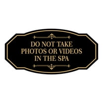 Signs ByLITA Victorian Do not Take Photos Or Videos In The Spa Sign (Black /Gold) - Small