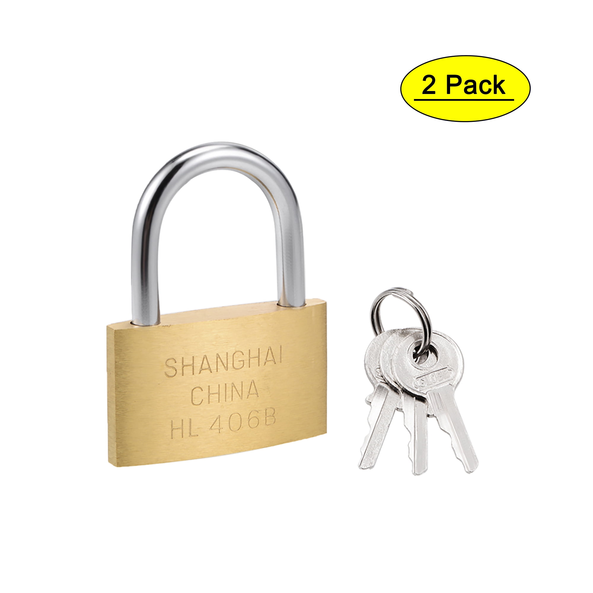 Unique Bargains Brass Padlocks, Keyed Different, 60mm Wide Brushed
