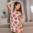 thumbnail image 3 of Kdxio Hand Drawn Watermelon Pattern Womens Short Sleeve Sleepshirt Scoopneck Cute Nightdress Ruffle Comfy Nightgown, 3 of 6