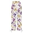 thumbnail image 5 of Endives Womens Linen Pant 3D Floral Print High Waisted Summer Wide Leg Pant Casual Trousers Beach Vacation Outfits, 5 of 7