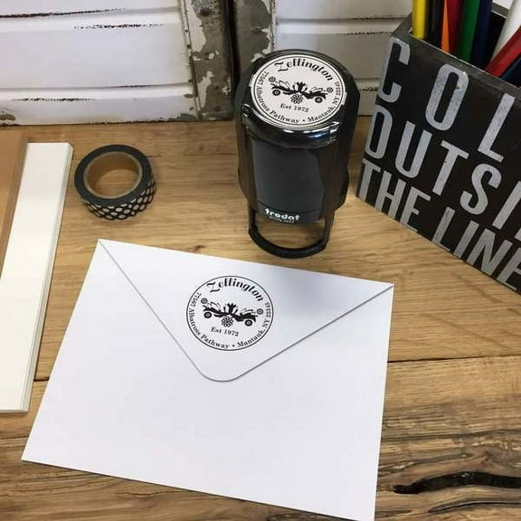 Personalized Round Self-Inking Rubber Stamp - The Zellington