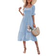 thumbnail image 1 of CHOK Robe Longue en Chiffon Été Manches Courtes Col Carré Robe Femme Décontractée Plage Vacances-Blanc TG, 1 of 6