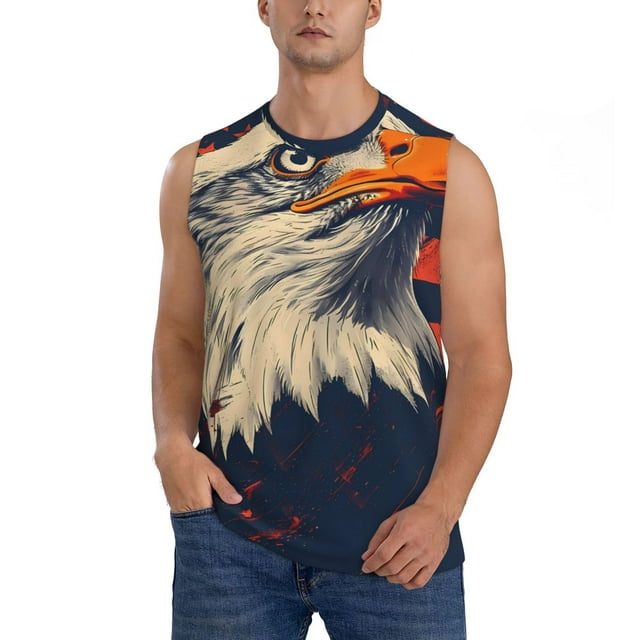 Balery American Bald Eagle A Camisetas sin mangas para hombre, absorbe la humedad y protege contra el mal olor.-X-Large