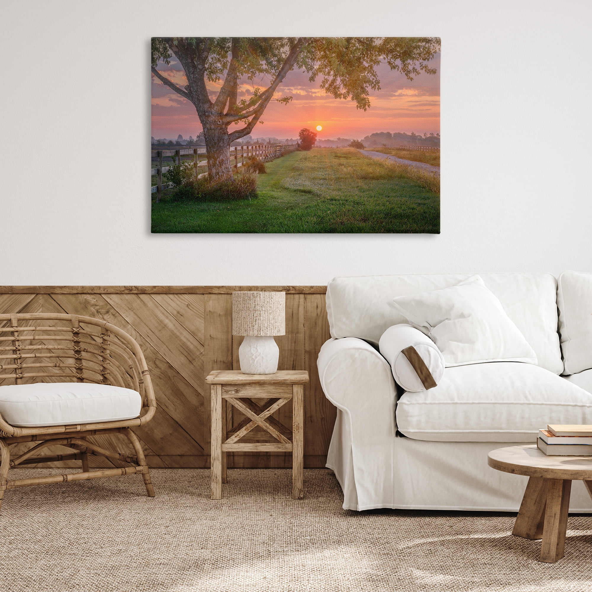 Stupell Industries Bold Sunrise in Countryside Landscape & Nature Photography Wrapped Canvas Art Print Wall Art, 45 x 30