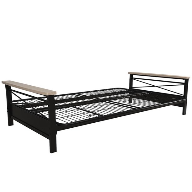 Dhp Nella Metal Futon Frame In Black And Natural Walmart Com Walmart Com