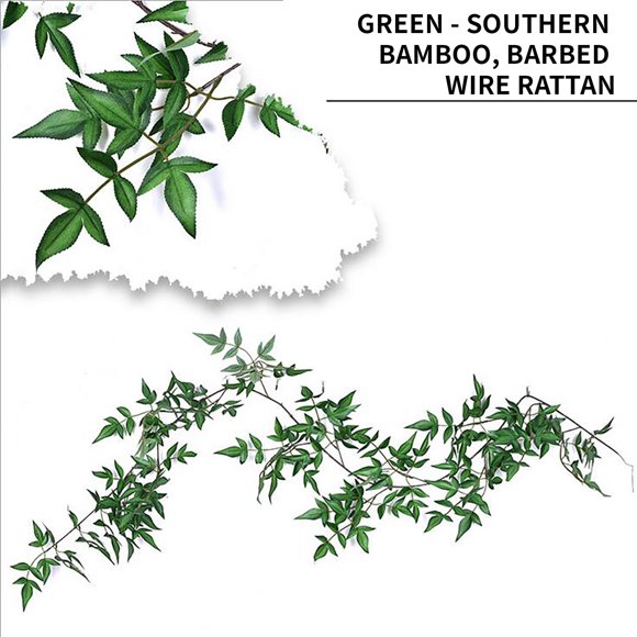 Fufafayo Artificial Rattan Vine Decor, Faux Nantian Bamboo Leaves, Realistic Plastic Rattan For Ceiling Wall Pipe Wrapping, Home Garden Wedding Party Decoration