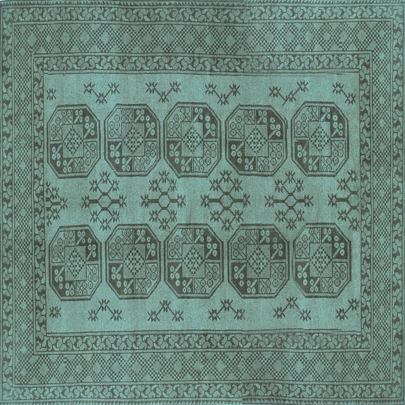 Ahgly Company Indoor Square Persian Light Blue Traditional Area Rugs, 5' Square