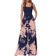 thumbnail image 3 of Jumpsuits for Women Summer One-Piece Sleeveless Boho Floral Wide Leg Romper Vacation Outfits Blue & Pink XL, 3 of 7