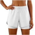 thumbnail image 5 of COMVALUE Women Athletic Shorts 2 in 1 Elastic Waist Pockets Biker Ball Games Running Sports Summer Outfits (White, M), 5 of 9