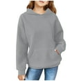thumbnail image 1 of FAOWME Child Solid Color Hooded Silk Checked Tops Coat Grey 6-7 Years, 1 of 4