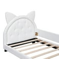 thumbnail image 6 of Wooden Upholstered Daybed with Carton Ears Shaped Headboard, Teddy Fleece Twin Size Bed with Guard Rail 80.3''L*40.9''W*37''H 250lbs Load, White, 6 of 9