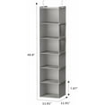 thumbnail image 3 of Hanging Closet Organizer and Storage, 6-Shelf Closet Hanging Shelves | Sturdy Bamboo Structure Cloth Hanging Storage, Sweater Organizer, 11.8” x 11.8” x 47.2”, Light Grey, 3 of 6