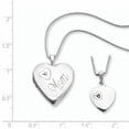 thumbnail image 3 of 925 Sterling Silver Rhodium Plated Diamond Polished Heart Shaped Locket and Pendant Set, 3 of 3