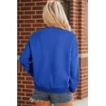 thumbnail image 2 of Women's Dark Blue Oversized Mock Neck Sweatshirt – Casual Fall Essential for Daily Wear, XL, 2 of 12