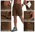 thumbnail image 3 of FEN AI Mens 6 Pockets Wrok Cargo Hiking Short Water Resistant Quick Dry Breathable Outdoor Fishing Shorts with Nylon Belt, 3 of 8