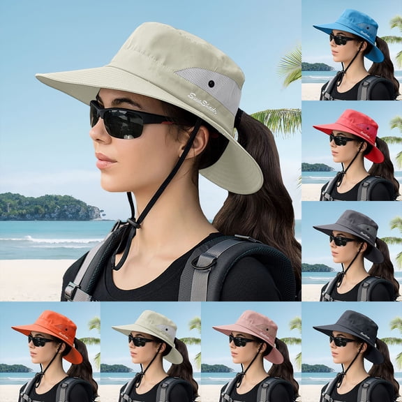 Kcolen Womens Sun Hat With Strap Unisex Sun Hat with Wide Brim for Outdoor Camping and Sports Activities Adjustable Breathable Summer Hat