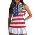 thumbnail image 3 of HUIACONG Flag Eagle Print Ladies Golf Shirts, Moisture Wicking Golf Vest Lightweight Half Zip Workout Tank Tops Zip Up, 3 of 7